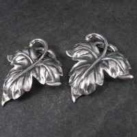 Vintage Sterling Leaf Fur Clips by Danecraft