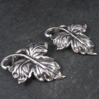 Vintage Sterling Leaf Fur Clips by Danecraft