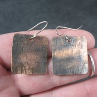 Vintage Hammered Copper Sterling Earrings