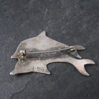 Vintage Alpaca Mexico Abalone Dolphin Brooch