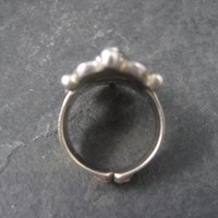 Vintage Sajen Black Mother of Pearl Ruby Ring Size 8