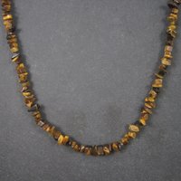 Vintage Sterling Opera Length Tigers Eye Bead Necklace 40 Inches