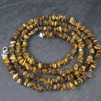 Vintage Sterling Opera Length Tigers Eye Bead Necklace 40 Inches