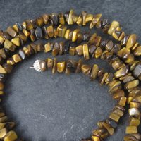 Vintage Sterling Opera Length Tigers Eye Bead Necklace 40 Inches