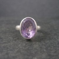Estate Sterling Amethyst Ring Size 7.75