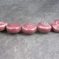Vintage Burgundy Ceramic Beads 21x12mm
