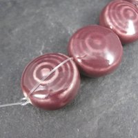 Vintage Burgundy Ceramic Beads 21x12mm