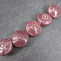 Vintage Burgundy Ceramic Beads 21x12mm