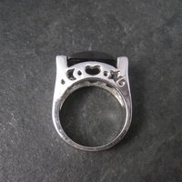 Vintage Sterling Faceted Onyx Celestial Ring Size 8