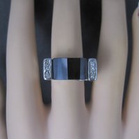 Vintage Sterling Faceted Onyx Celestial Ring Size 8