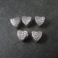 Destash Lot of 5 Silver Heart Bead Pendants