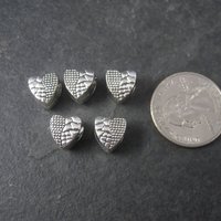 Destash Lot of 5 Silver Heart Bead Pendants