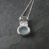 Vintage Sterling Opal Tanzanite Pendant Necklace
