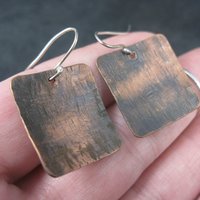 Vintage Hammered Copper Sterling Earrings
