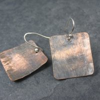 Vintage Hammered Copper Sterling Earrings