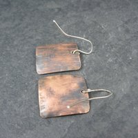 Vintage Hammered Copper Sterling Earrings
