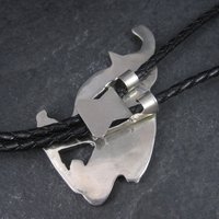 Large Vintage Southwestern Sterling Inlay Quail Bolo Tie