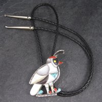 Large Vintage Southwestern Sterling Inlay Quail Bolo Tie