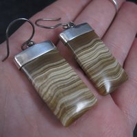 Vintage Sterling Brown Banded Agate Earrings