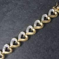 Vintage Vermeil Sterling Illusion Heart Bracelet 7 Inches