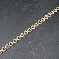 Vintage Vermeil Sterling Illusion Heart Bracelet 7 Inches
