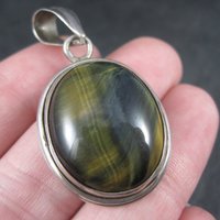 Vintage Sterling Tigers Eye Pendant