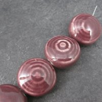 Vintage Burgundy Ceramic Beads 21x12mm