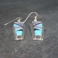 Vintage Southwestern Sterling Turquoise Inlay Earrings