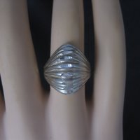 Vintage Diamond Cut Sterling Dome Ring Size 7