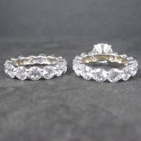 Estate Sterling Silver Cubic Zirconia Wedding Set Size 9