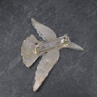 Vintage Mexican Alpaca Silver Abalone Bird Brooch