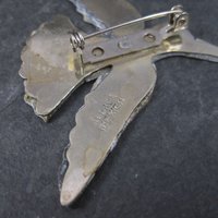 Vintage Mexican Alpaca Silver Abalone Bird Brooch