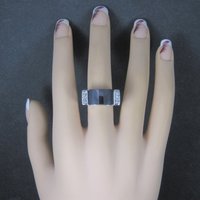 Vintage Sterling Faceted Onyx Celestial Ring Size 8