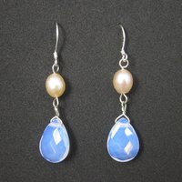 Sterling Opalite Pearl Earrings