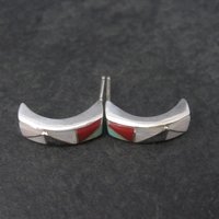 Vintage Southwestern Sterling Inlay Earrings