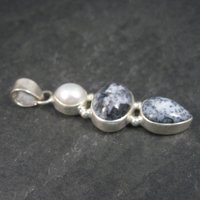 Vintage Sterling Dendrite Opal Pearl Pendant