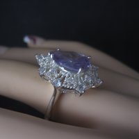 Vintage Sterling Purple Cubic Zirconia Cocktail Ring Size 8.5