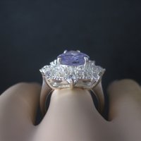 Vintage Sterling Purple Cubic Zirconia Cocktail Ring Size 8.5