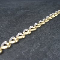 Vintage Vermeil Sterling Illusion Heart Bracelet 7 Inches