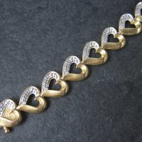Vintage Vermeil Sterling Illusion Heart Bracelet 7 Inches