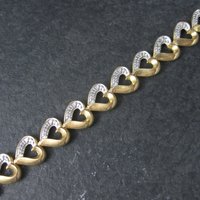 Vintage Vermeil Sterling Illusion Heart Bracelet 7 Inches