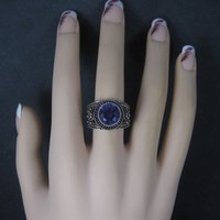Estate 950 Silver Synthetic Purple Sapphire Ring Size 9
