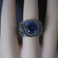Estate 950 Silver Synthetic Purple Sapphire Ring Size 9