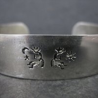 Estate Sterling Kokopelli Cuff Bracelet 6.5 Inches