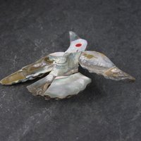 Vintage Mexican Alpaca Silver Abalone Bird Brooch