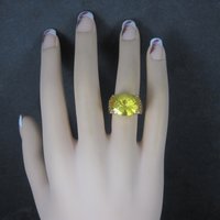 Vintage Vermeil Sterling Yellow Cubic Zirconia Ring Size 6