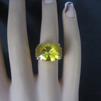 Vintage Vermeil Sterling Yellow Cubic Zirconia Ring Size 6