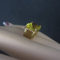 Vintage Vermeil Sterling Yellow Cubic Zirconia Ring Size 6