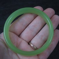 Small Vintage Green Peking Glass Bangle Bracelet 6.5 Inches