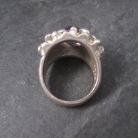 Heavy Vintage Mexican Sterling Amethyst Freeform Ring Size 11